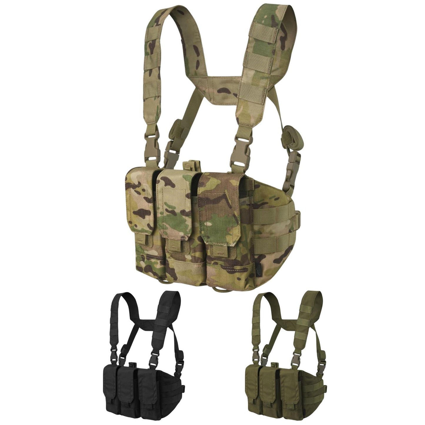 Helikon-Tex Chicom Chest Rig treniruočių liemenė iš Cordura nailono su reguliuojamomis kišenėmis AR/AK šoviniams.