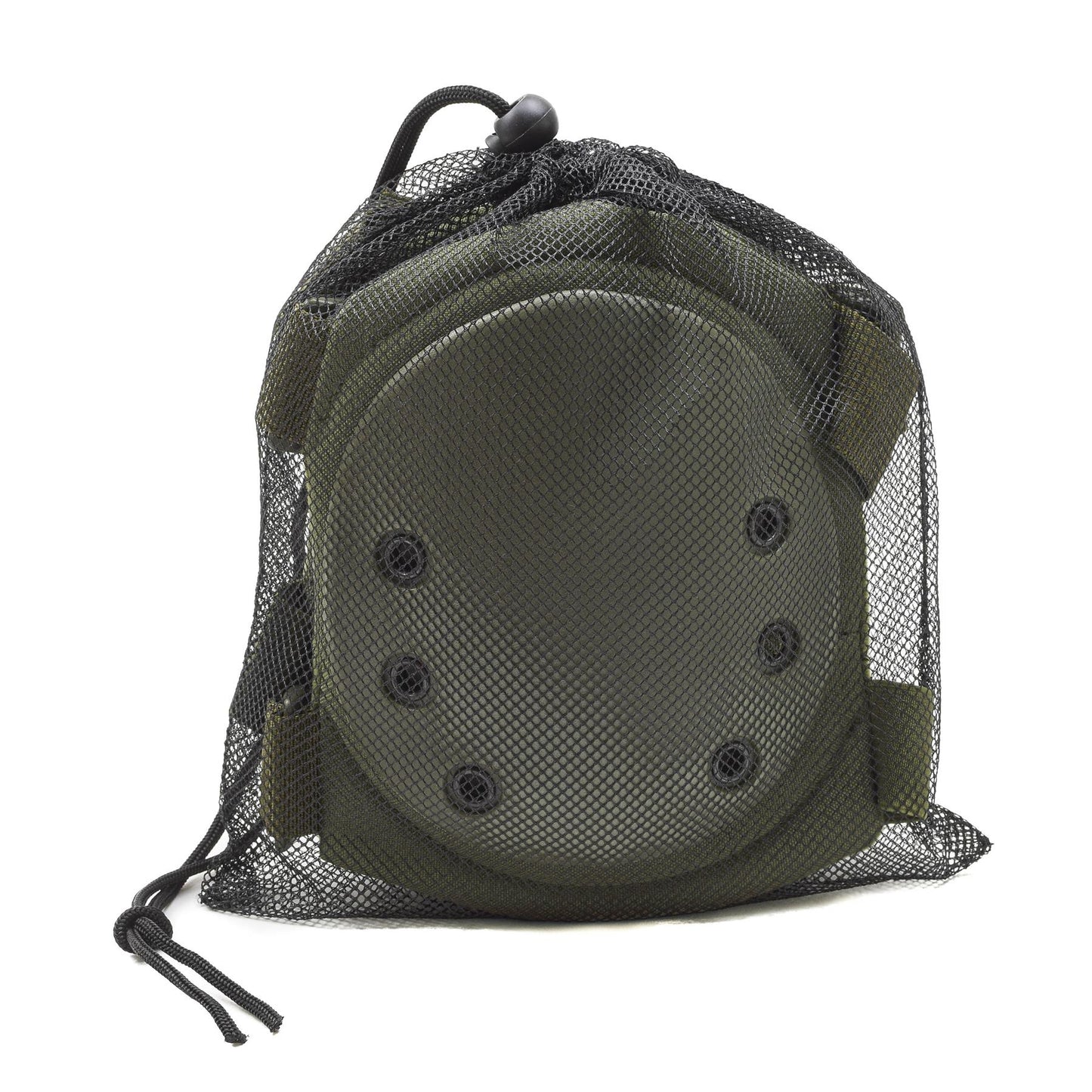 MFH plastikinės kelių apsaugos velcro užsegimas Alyvuogių spalvos su EVA paminkštinimu ir tinkliniu maišeliu.