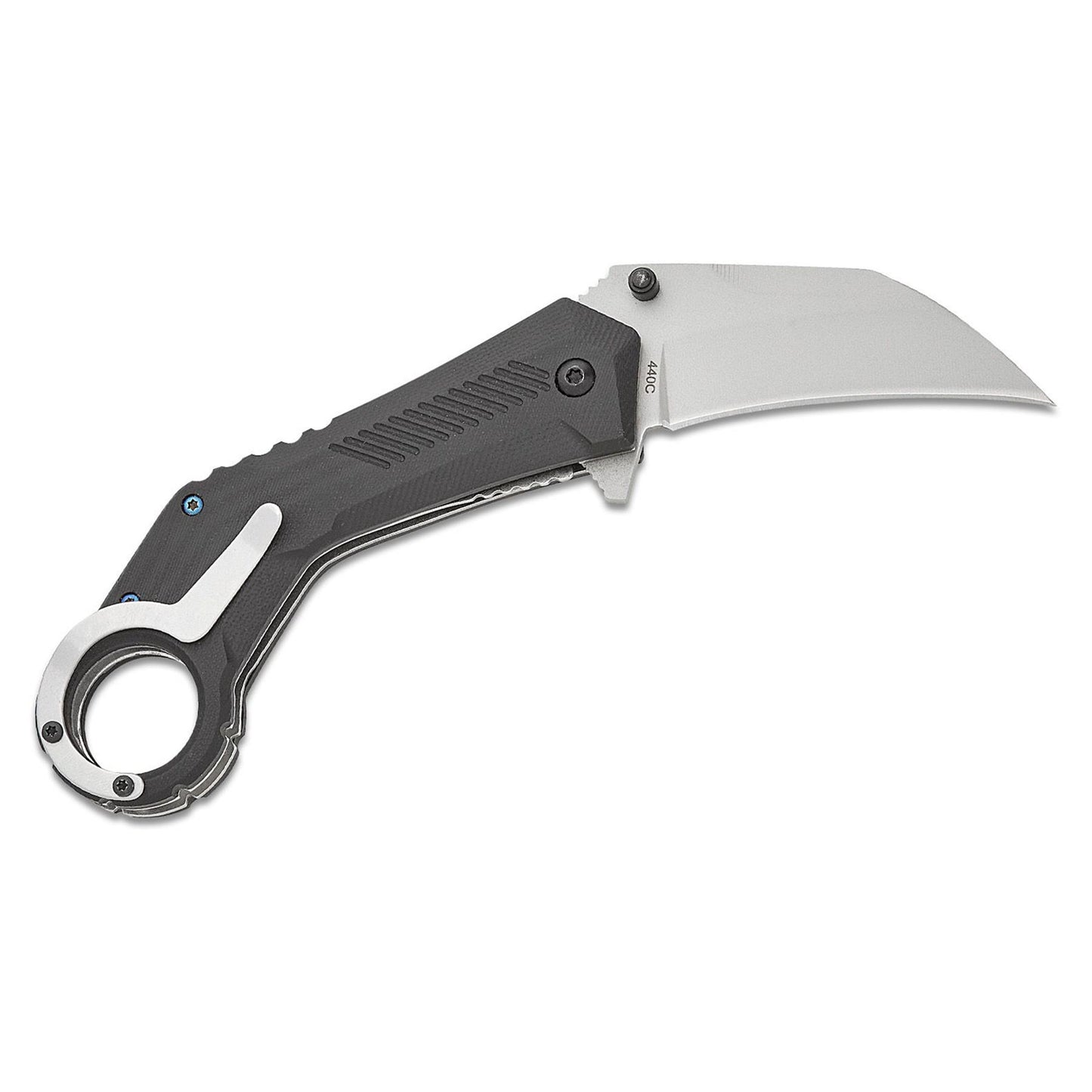 BOKER Magnum Velcon taktinis karambitas su G10 rankena ir 440C plieno geležte, atviras peilis su pirsto ziedu