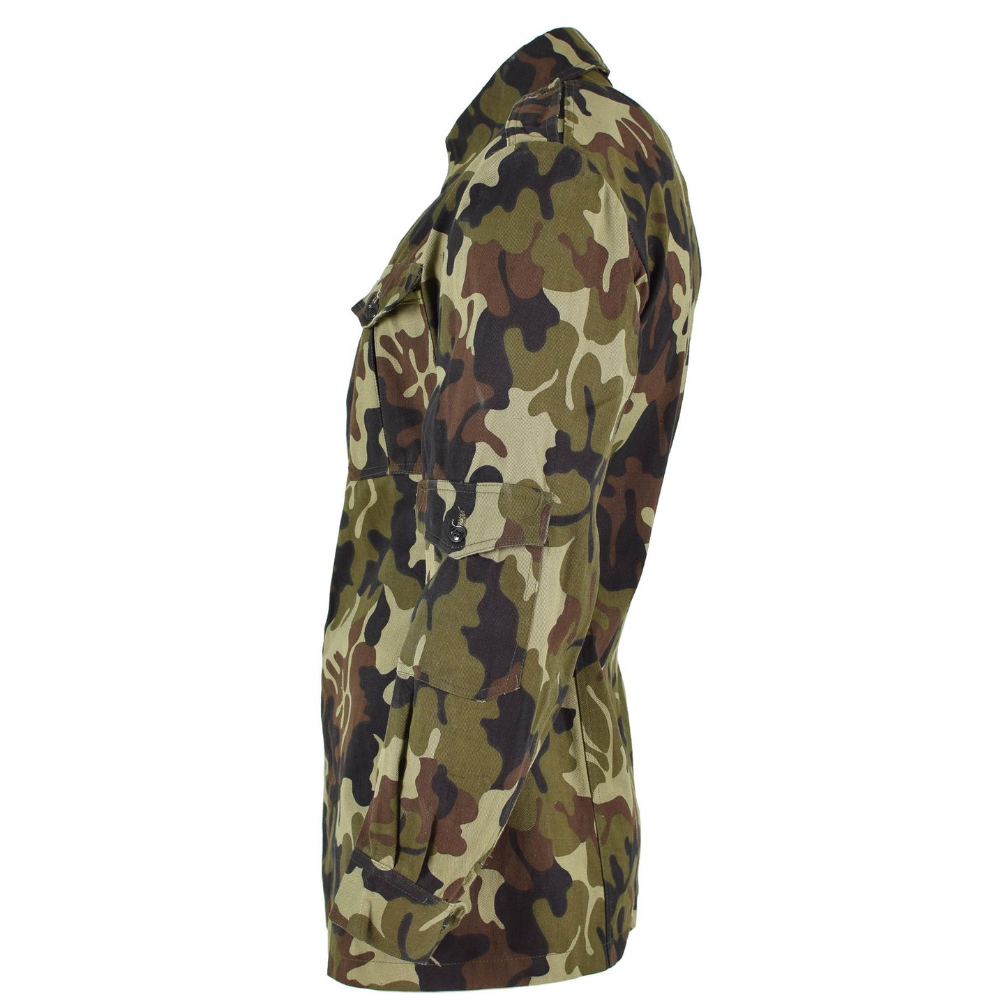 Rumunijos kariuomenės uniforminis švarkas M93 marginimo, camo medvilninis, su kišenėmis, patvarus ir funkcionalus.