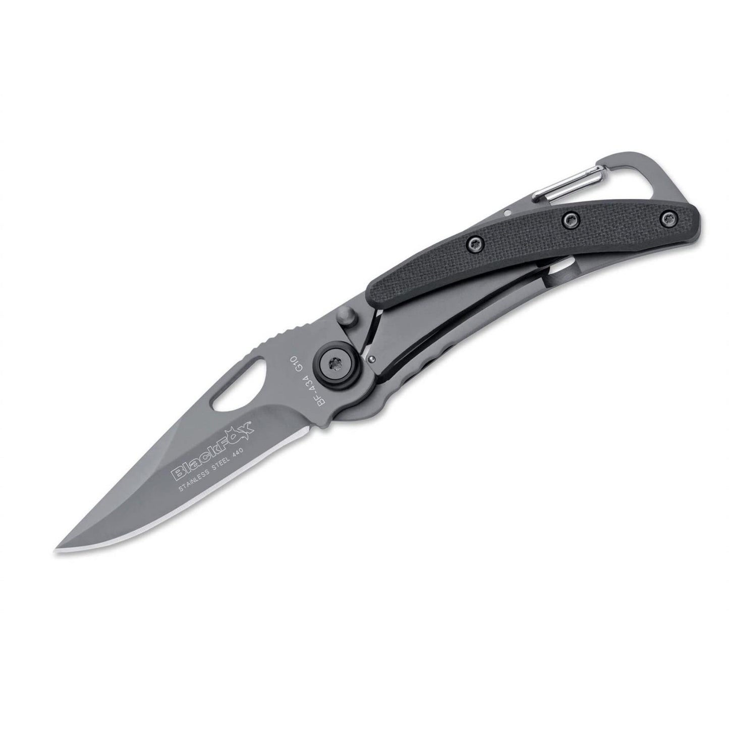 Fox Knives sulankstomas kasdienis peilis dengtas titanu su 440 plieno geležte ir juoda G10 rankena.