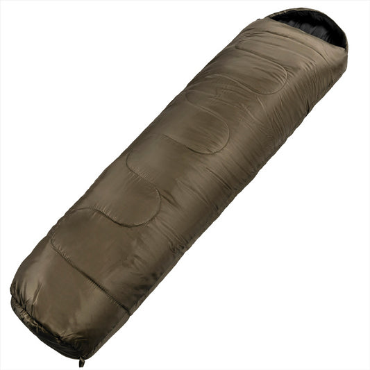 MIL-TEC Mummy Tipo miegmaišis su dvigubu Hollow Fiber užpildu, šiltas ir patogus lauko miegmaišis stovyklavimui.