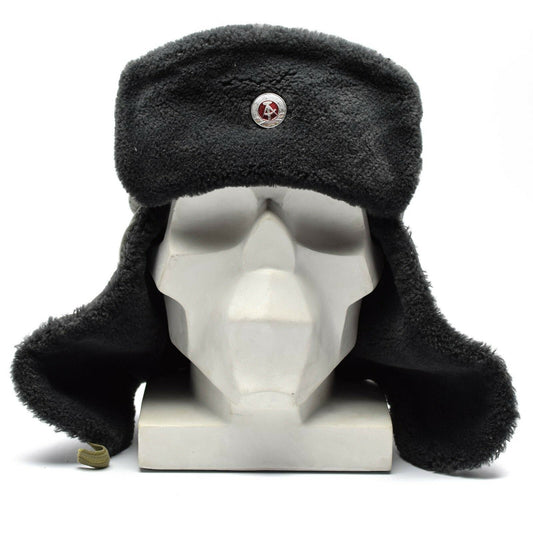 Rytų Vokietijos kariuomenės vintažinė kepurė Ushanka su ženkliuku