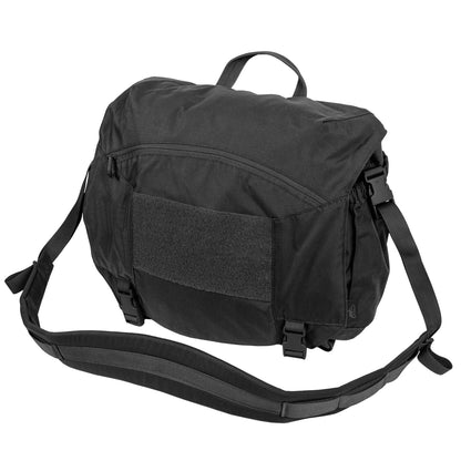 Helikon-Tex Urban daugiafunkcinis didelis krepšys kariuomenės stiliaus juodos spalvos su Velcro panele ir reguliuojamu diržu.