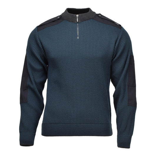 Original Dutch Military Troyer Sweater Rib Knit Quarter Zip Petrol Green