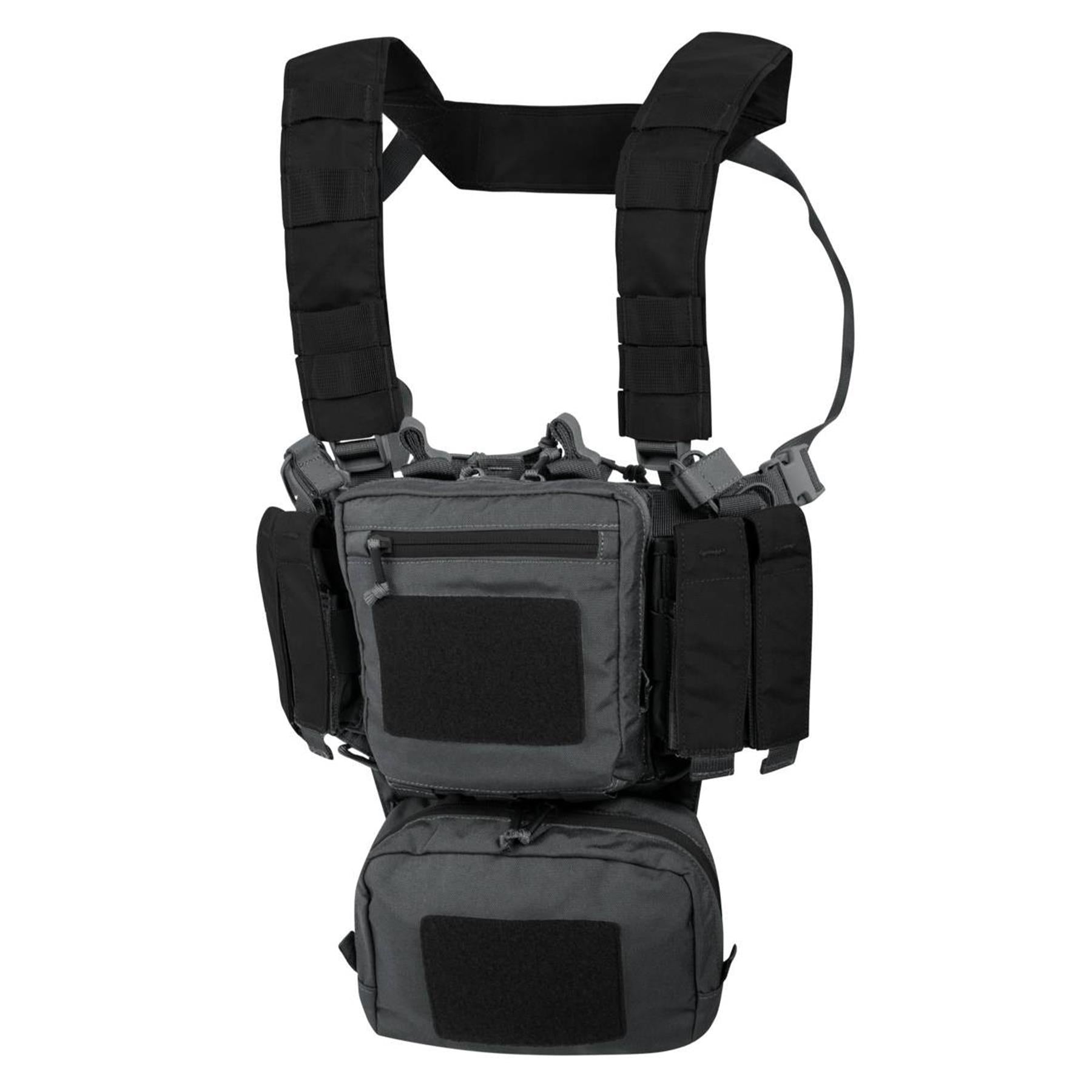 Helikon-Tex taktinių treniruočių ir šaudybos liemenė iš Cordura nailono su MOLLE/PALS kišenėmis.