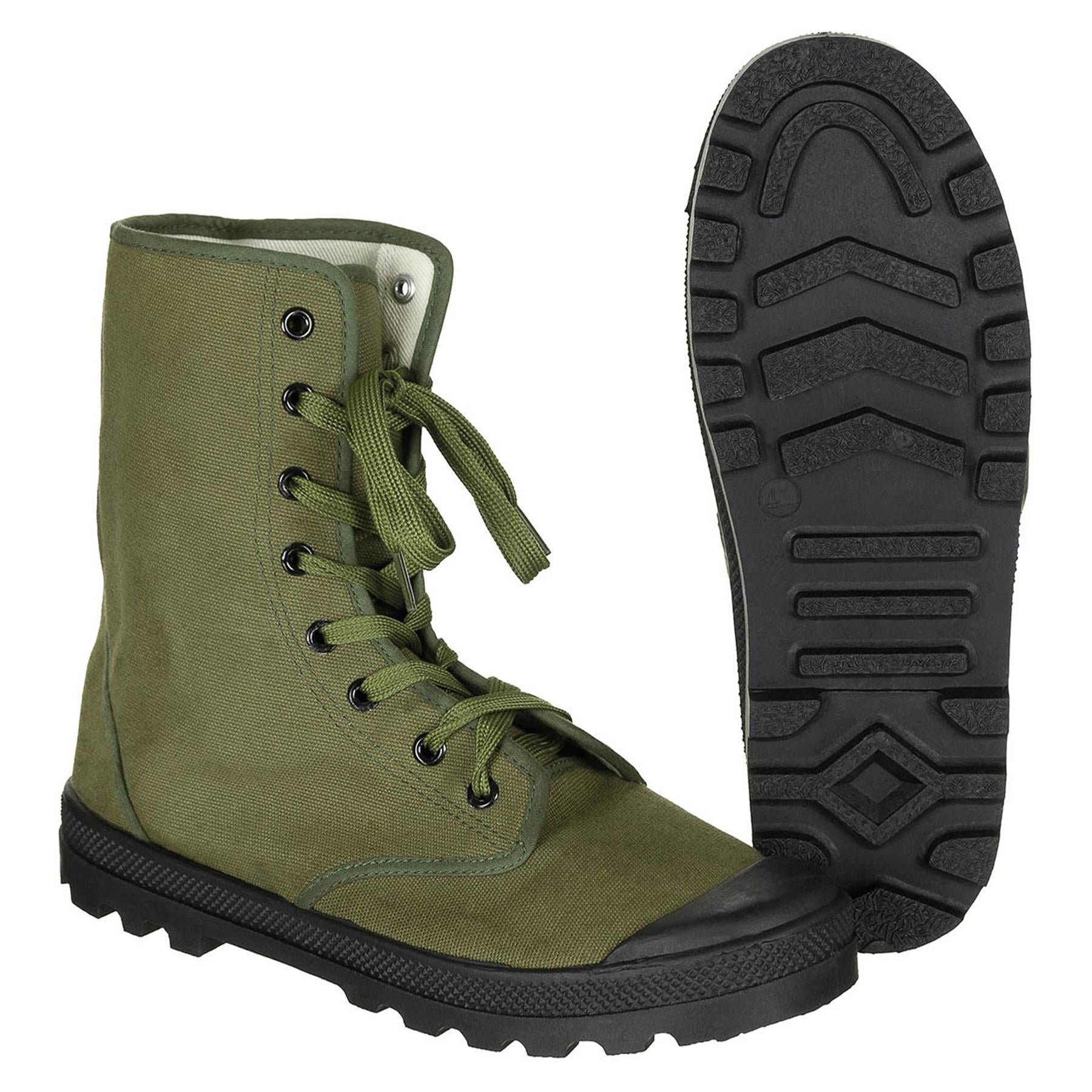 Prancūzijos kariuomenės alyvuogių spalvos batai ilgais aulais su guminiais padais ir sustiprintais kulnais