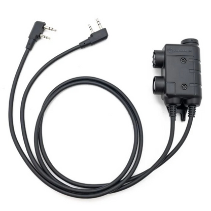 Earmor Dual PTT adapteris Kenwood Baofeng 2 kontaktų laidinis taktinis juodas