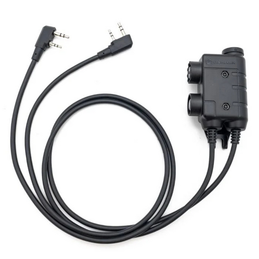 Earmor Dual PTT adapteris Kenwood Baofeng 2 kontaktų laidinis taktinis juodas