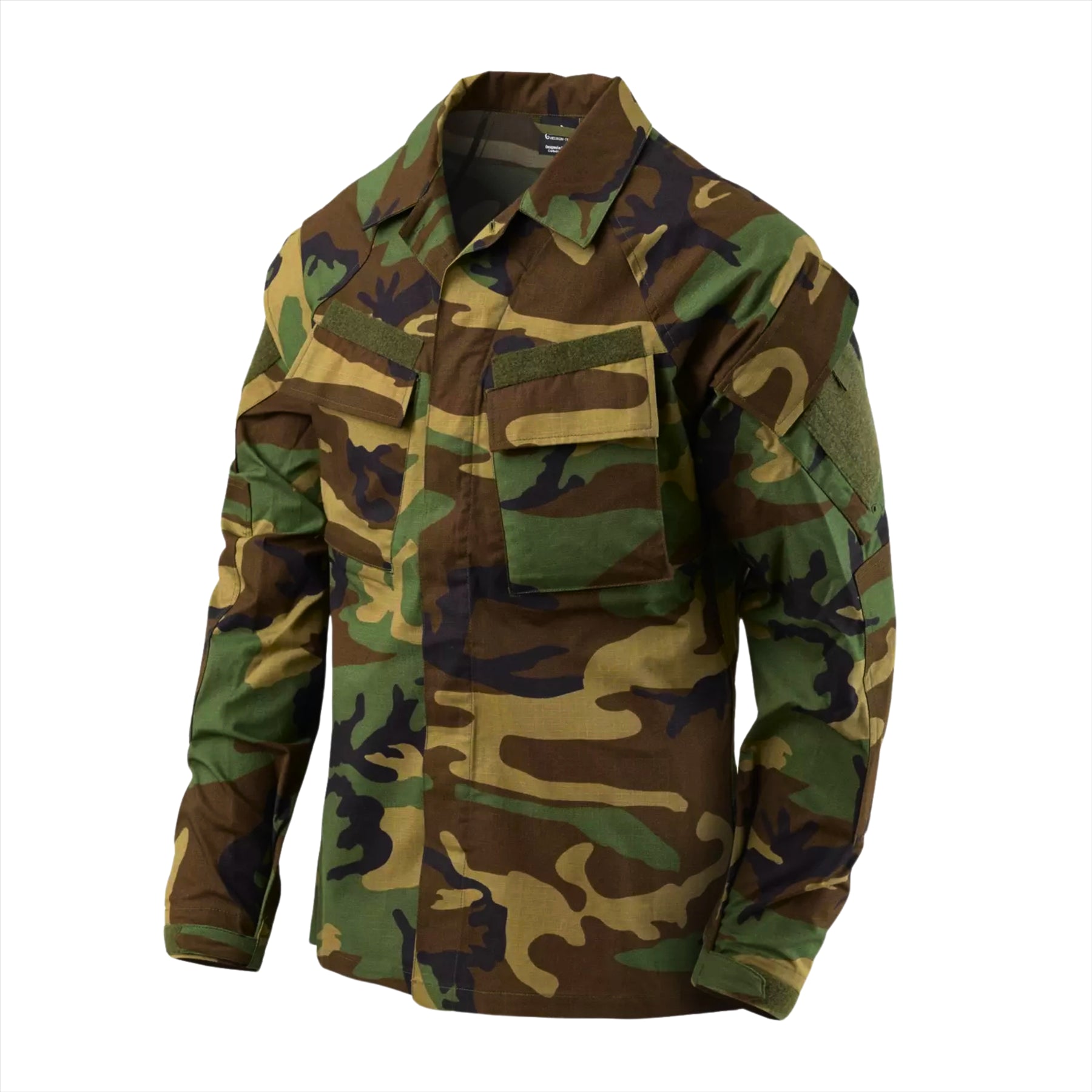 Helikon-Tex Raid taktiniai marškiniai su sutvirtintais alkūnių intarpais ir kamufliažiniu raštu.