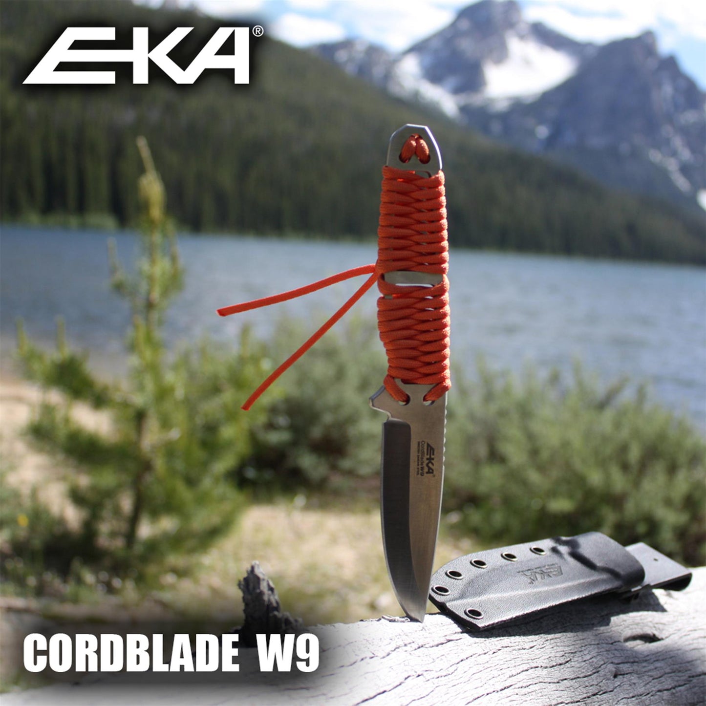 EKA CordBlade W9 išgyvenimo peilis su drop point formos geležte ir paracord rankena