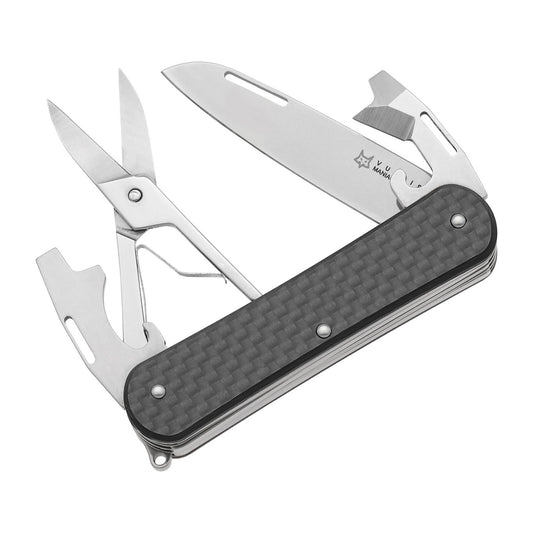 Fox Knives VULPIS FX-VP130-F4 CF daugiafunkcinis kišeninis peilis iš M390 plieno