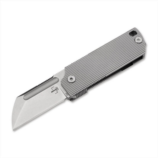 Boker Plus BabyX sulankstomas peilis iš D2 plieno su aliuminio rankena ir patikima frame lock sistema.