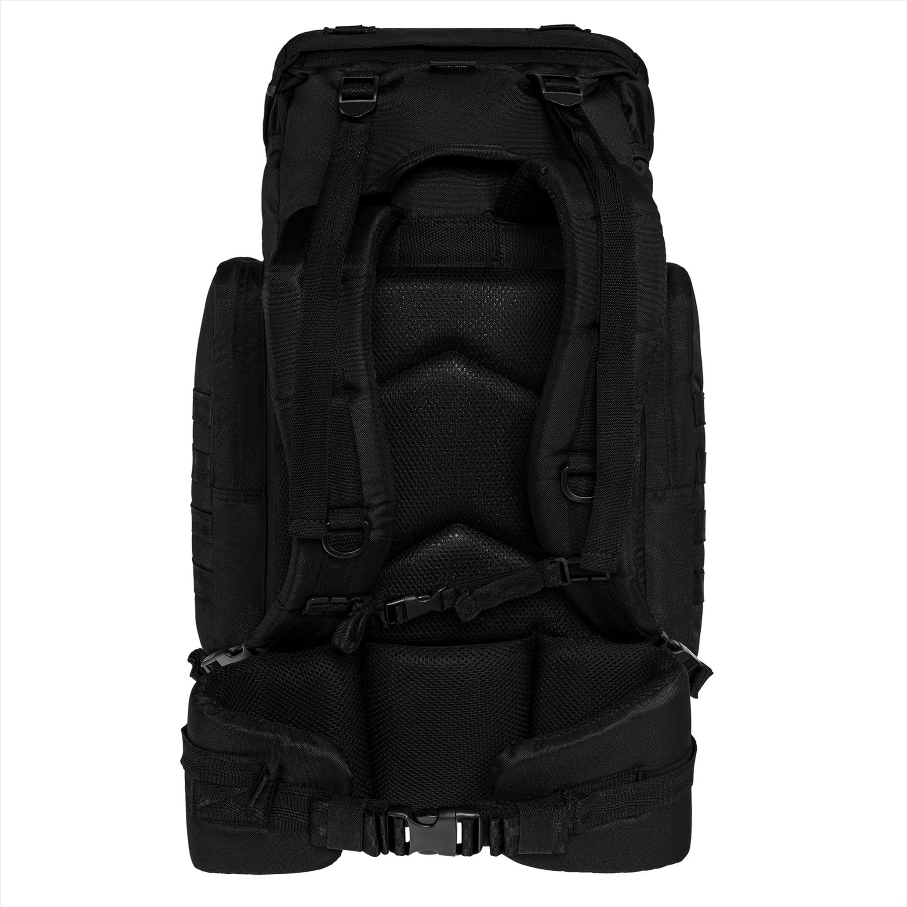 MIL-TEC GEN. II taktinė kuprinė 65L su reguliuojamais ir paminkštintais diržais juodos spalvos ergonomiška kuprinė.