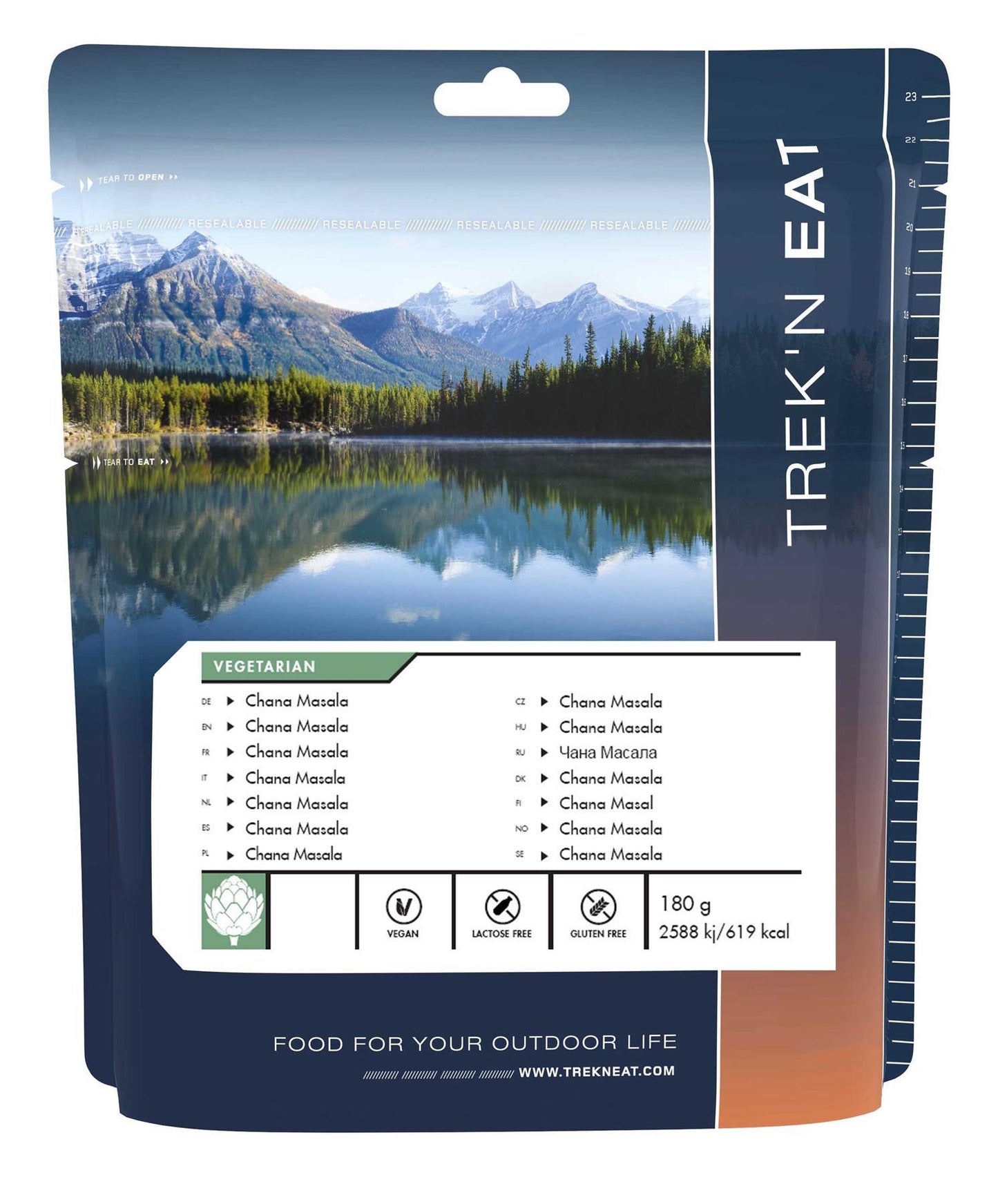 Trek'N'Eat avinžirnių karis su ryžiais turistinis maistas Chana Masala 180g