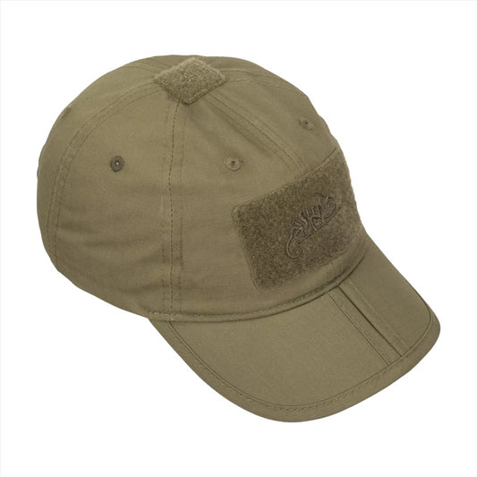 Helikon-Tex sulankstoma kepurė su Velcro lipdukais, pagaminta iš patvaraus PolyCotton Ripstop audinio, rudos spalvos.