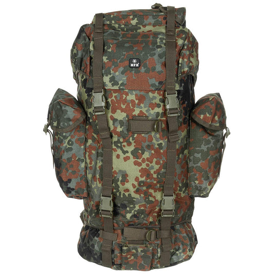 MFH didelė taktinė kuprinė 65 litrai talpa Flecktarn marginimas