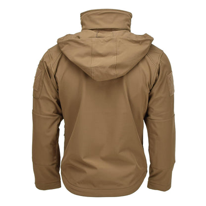 MIL-TEC soft shell vandeniui atsparus taktinis švarkas šviesiai rudos spalvos