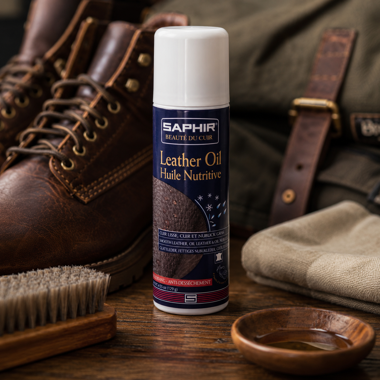 Saphir Leather Oil batų odos aliejus priežiūrai ir minkštinimui 125 ml neutralus