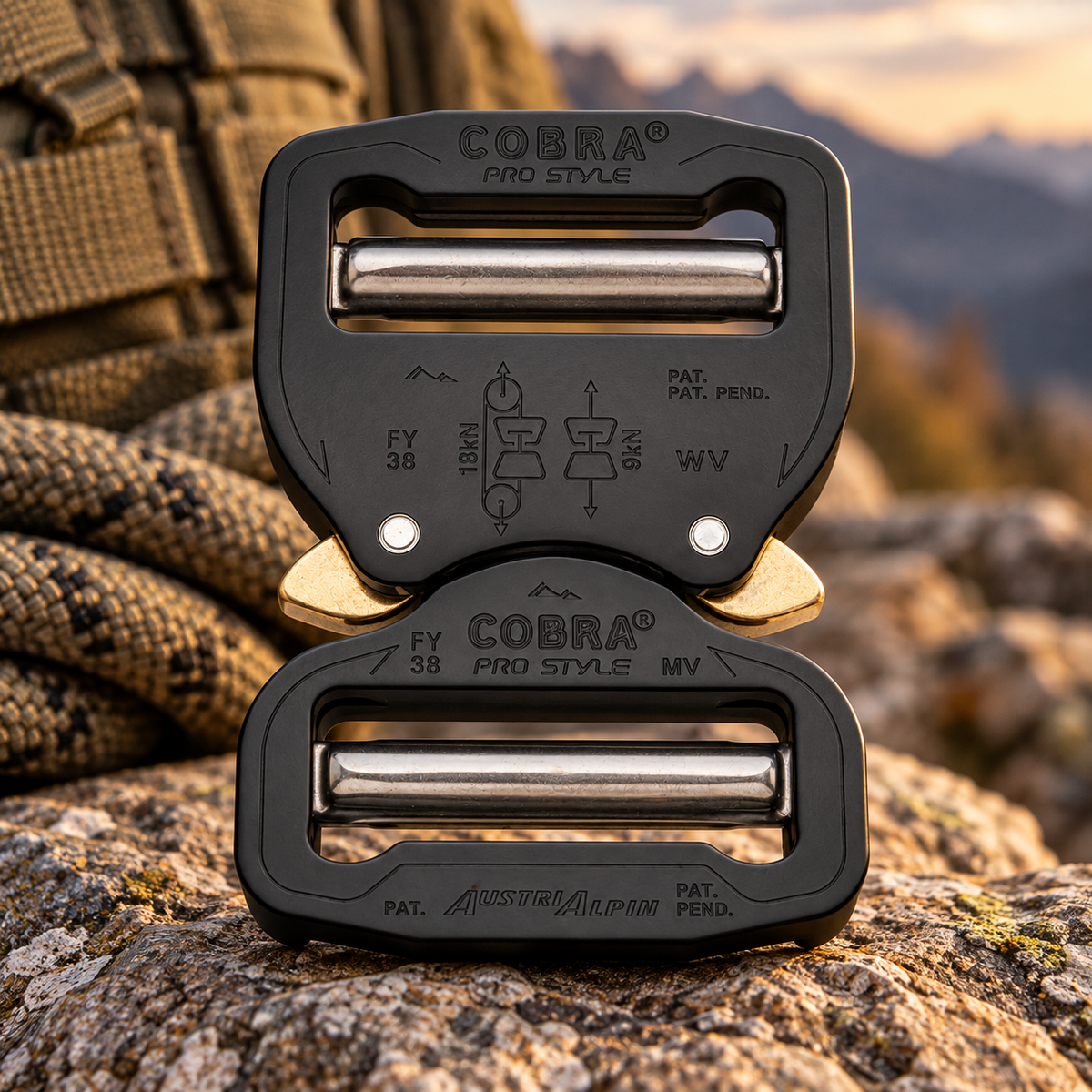 AustriAlpin COBRA PRO STYLE 38 mm greito atsegimo aliuminio sagtis juoda