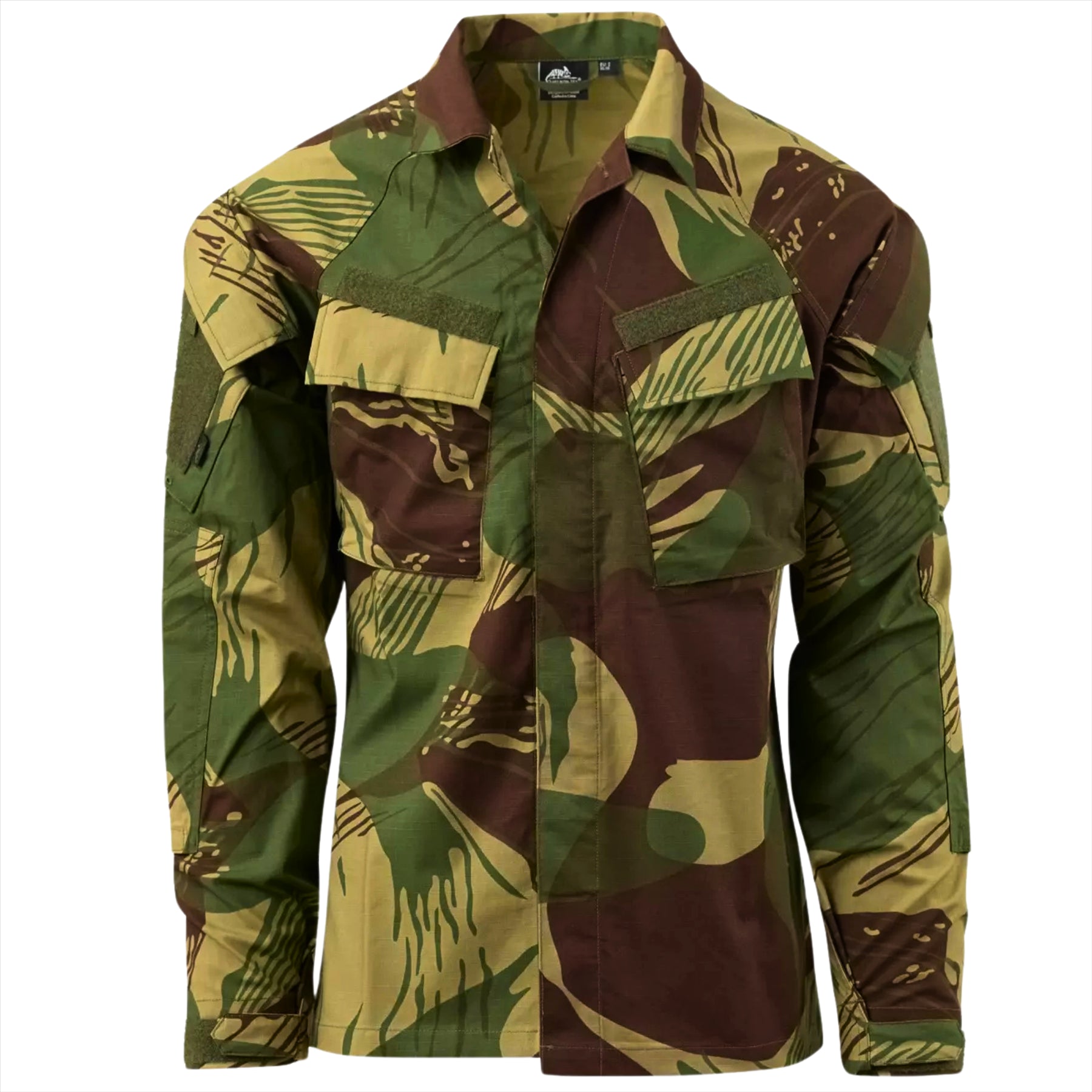 Helikon-Tex Raid taktiniai marškiniai su sutvirtintais alkūnių intarpais, kamufliažiniai, patvarūs ir funkcionalūs.