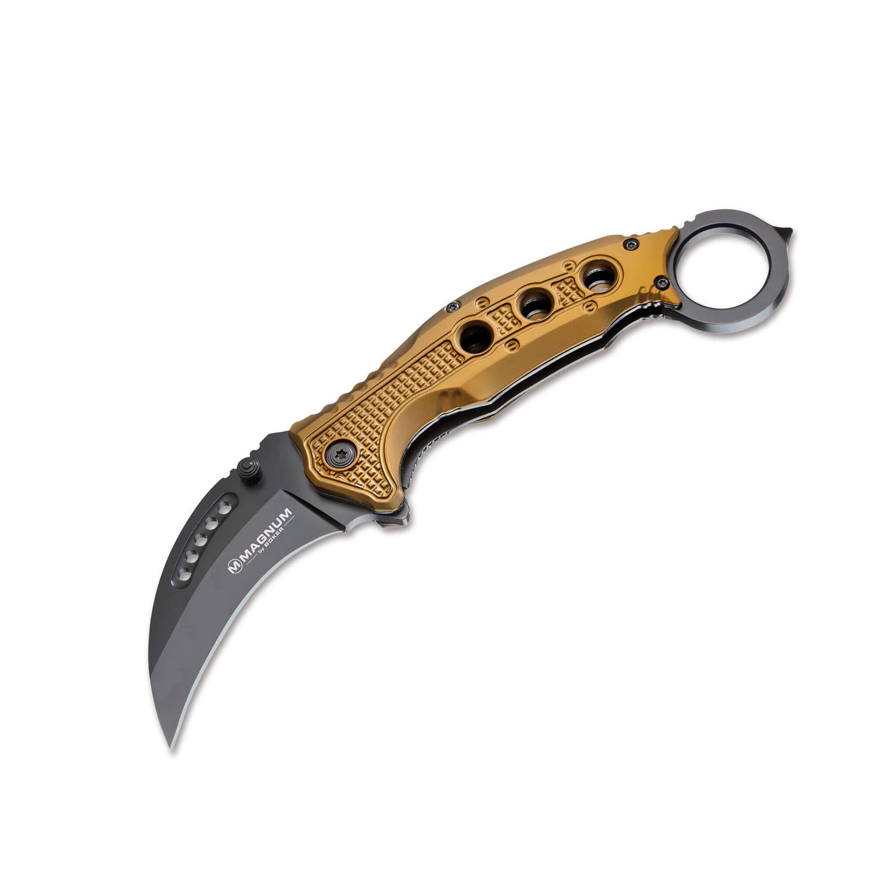 BOKER Black Scorpion užlenkiamas karambitas taktinis peilis 440A plienas