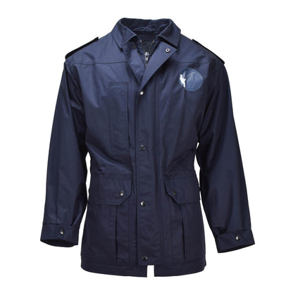 Olandijos kariuomenės parka su atverčiama apykakle mėlyna