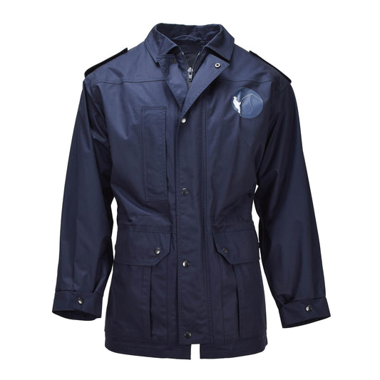 Olandijos kariuomenės parka su atverčiama apykakle mėlyna