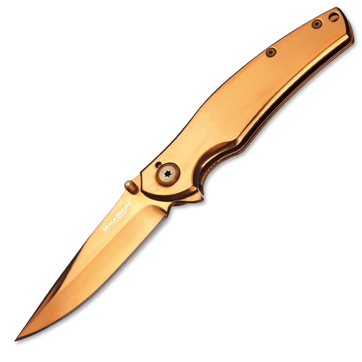 Boker Magnum Gold Finger sulankstomas kišeninis peilis 440A plieno auksinis