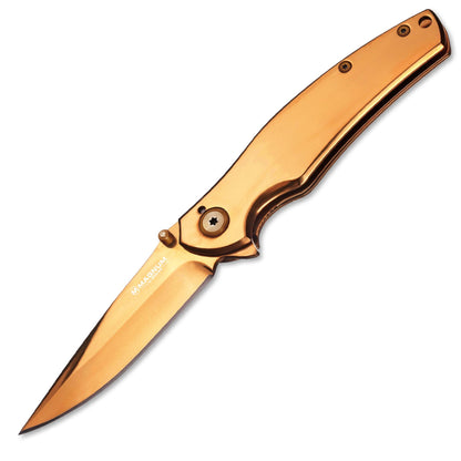 Boker Magnum Gold Finger sulankstomas kišeninis peilis 440A plieno auksinis