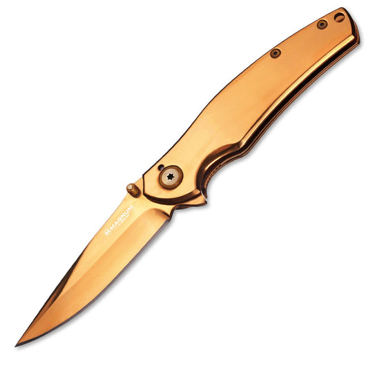 Boker Magnum Gold Finger sulankstomas kišeninis peilis 440A plieno auksinis