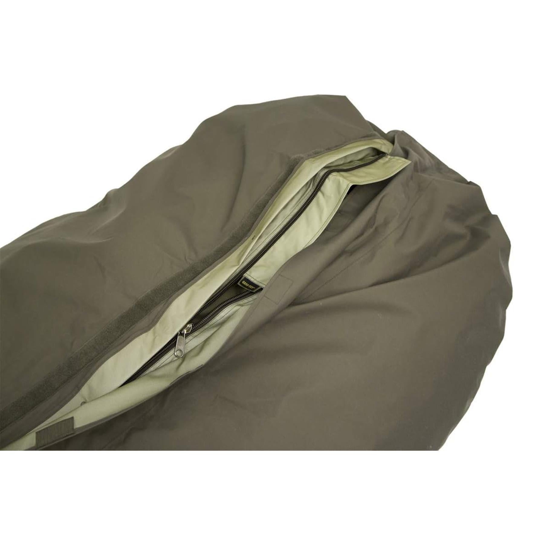Austrijos kariuomenės neperšlampamas miegmaišio užvalkalas Gore-Tex alyvuogių spalvos, apsauga nuo drėgmės.