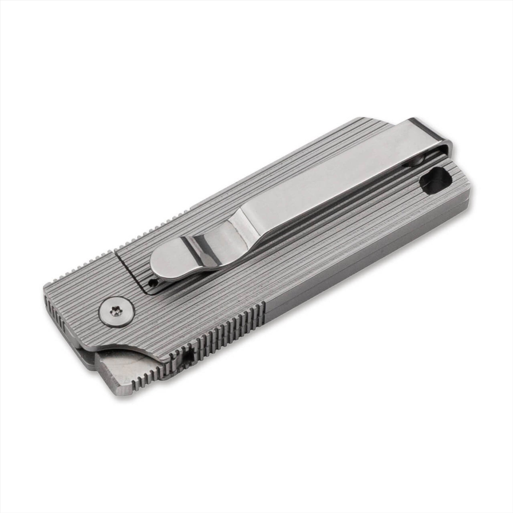 Boker Plus BabyX sulankstomas peilis iš D2 plieno su aliuminio rankena ir patogiu nešiojimo klipsu.