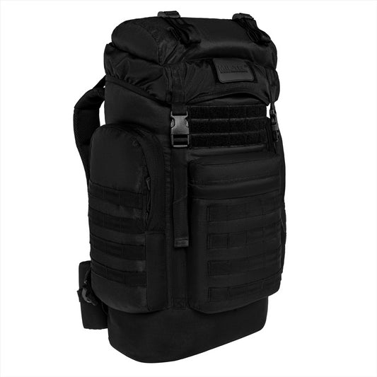 MIL-TEC GEN. II taktinė kuprinė 65L juoda, su reguliuojamais ir paminkštintais diržais, MOLLE sistema, kompresinėmis juostomis.
