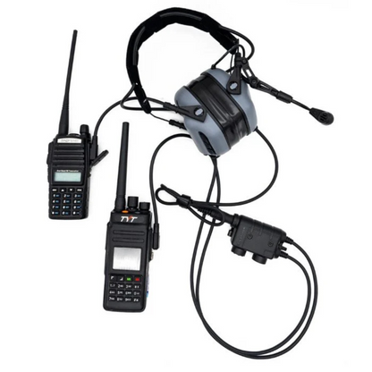 Earmor Dual PTT adapteris Kenwood Baofeng 2 kontaktų laidinis taktinis juodas