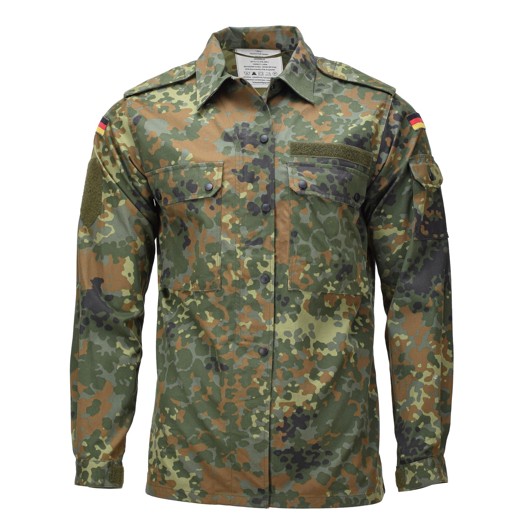 Vokietijos kariuomenės ilgi moteriški marškiniai Flecktarn marginimo - vaizdas iš priekio