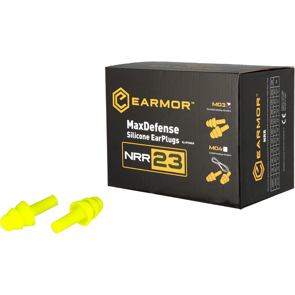 EARMOR M03 MaxDefense silikoniniai ausų kištukai NRR 23 dB žali