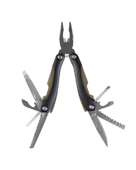 MIL-TEC multifunkcinis įrankis su patikimu slipjoint užrakto mechanizmu – 9 funkcijų daugiafunkcis kišeninis įrankis.