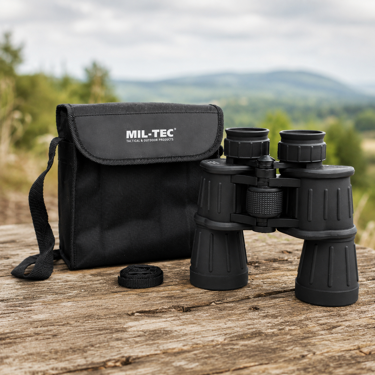 Mil-Tec guma dengti žiūronai 7x50 žygiams ir stebėjimui juodi