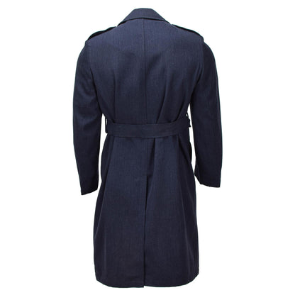 Olandijos kariuomenės formalus dvieilis paltas su diržu mėlynas