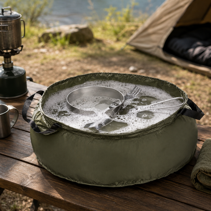 Mil-Tec sulankstomas nailoninis dubuo 10L OD Green stovyklavimui