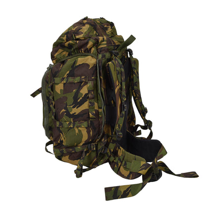 Olandijos kariuomenės taktinė kuprinė 60L su MOLLE tvirtinimais Woodland kamufliažas ir patvarios medžiagos.
