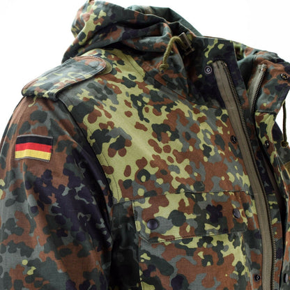 Vokiečių kariuomenės parka striukė su kapišonu flecktarn