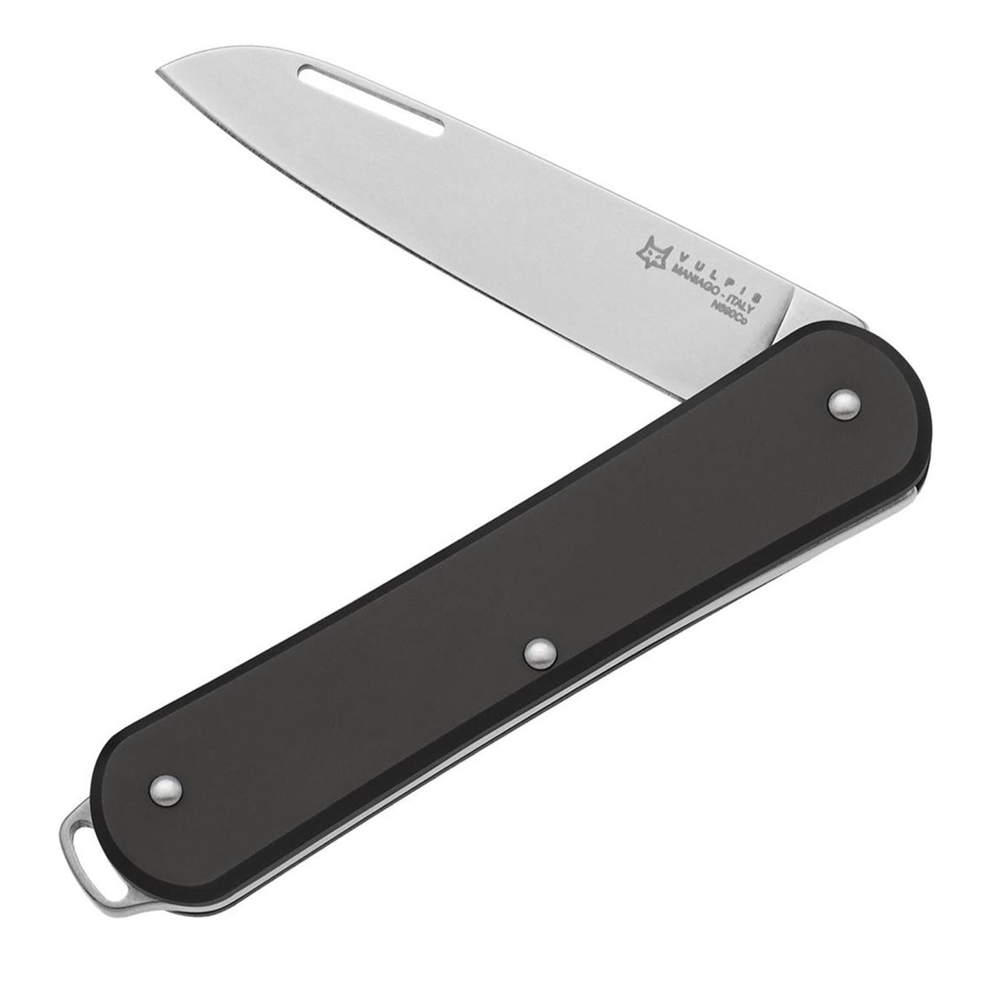 Fox Knives VULPIS FX-VP130 BK atlenkiamas kišeninis peilis iš N690Co plieno juodas