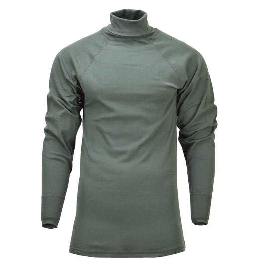 Olandijos kariuomenės termo apatiniai marškinėliai su aukštu kaklu alyvuogių