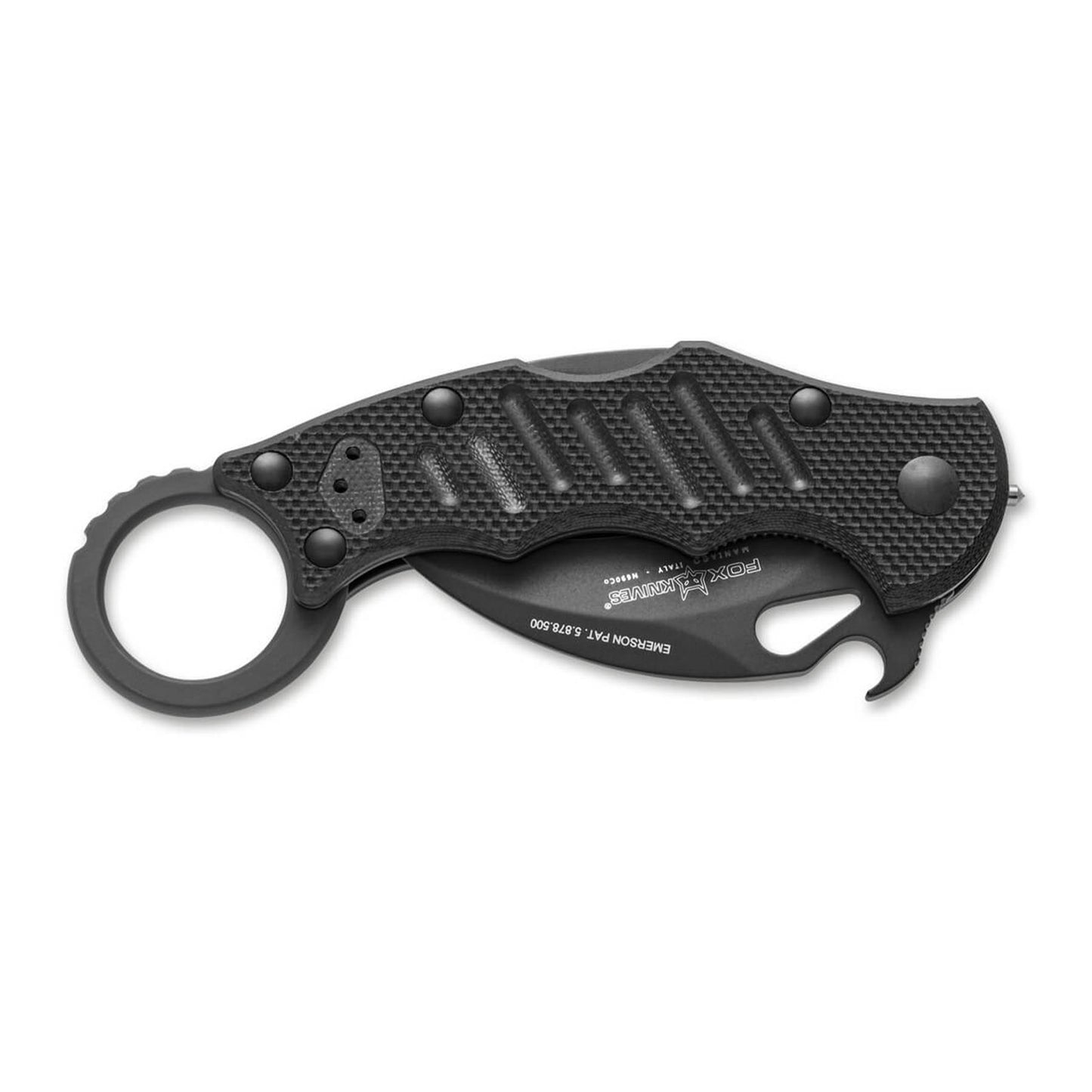 Fox Knives FX-599XT Karambit sulankstomas peilis taktinė Hawkbill forma N690Co juodas