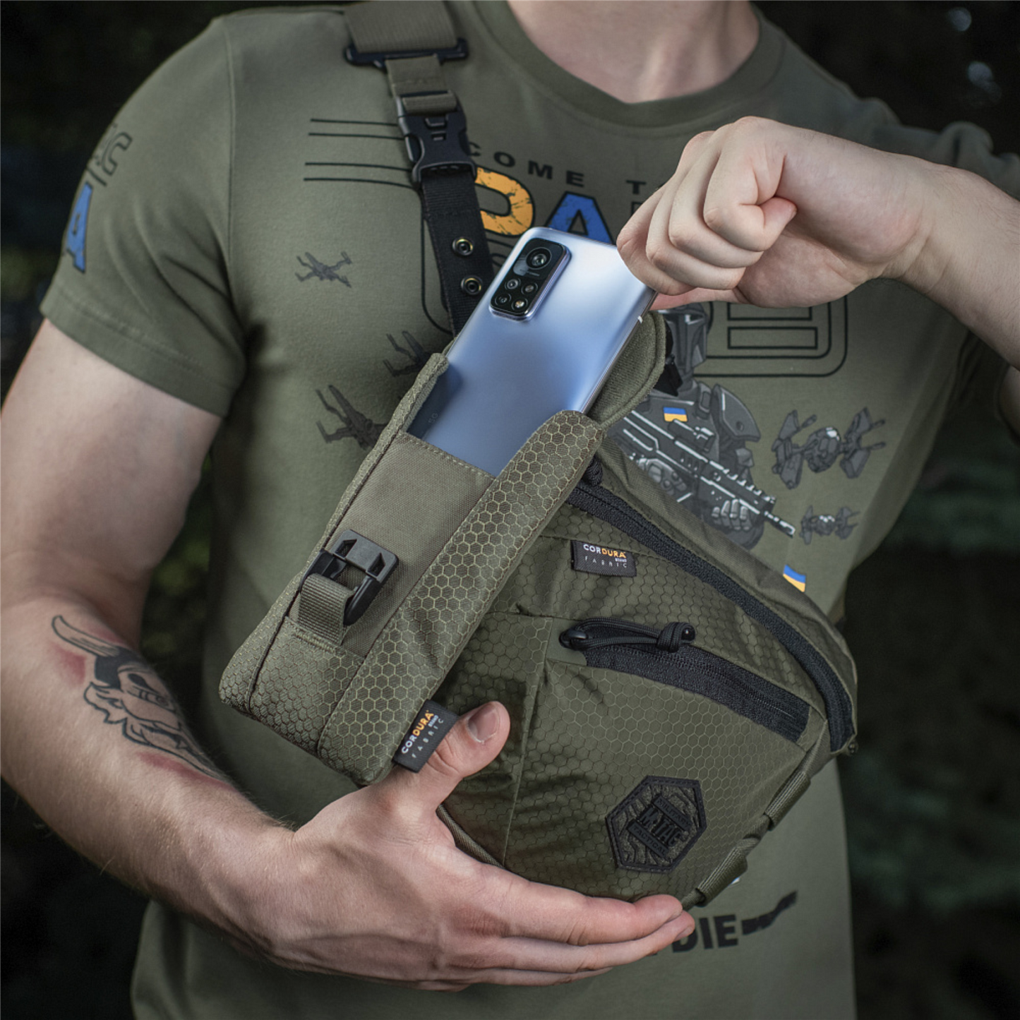 M-TAC Elite administration dėklas telefonui Cordura HEX Olive